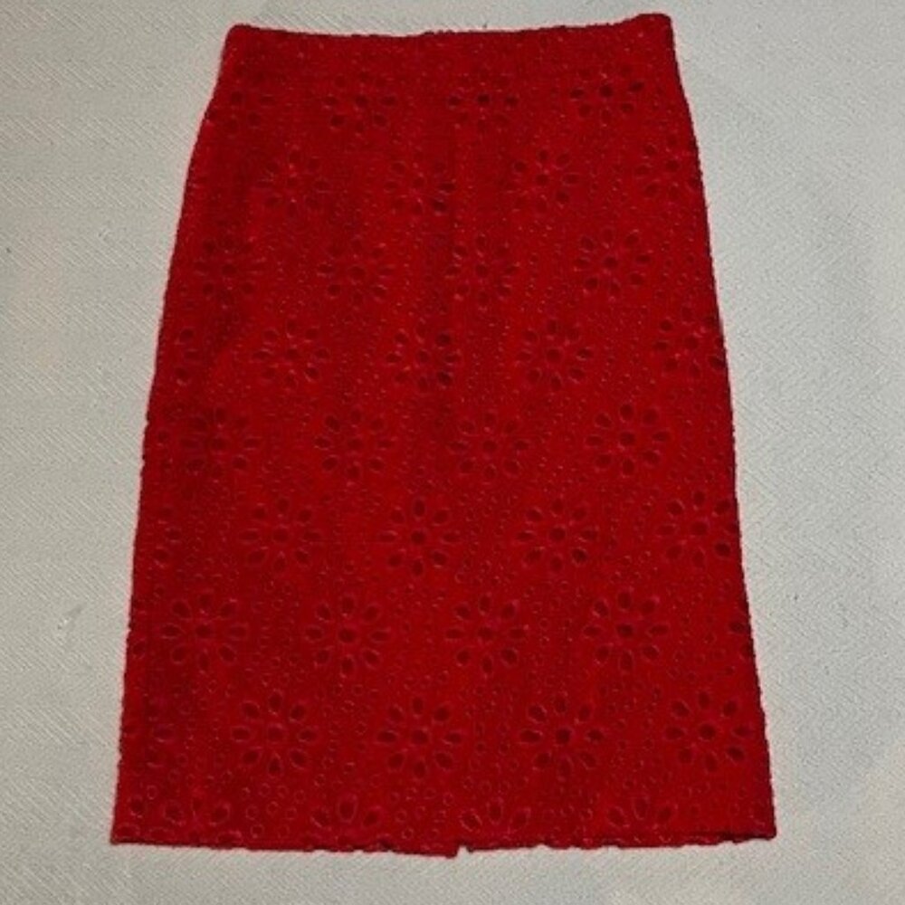 J. Crew Coral / Pink sz 2 Eyelet Pencil Skirt